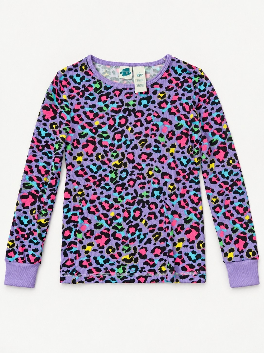 Girls' Purple Neon Leopard Print Long Sleeve Top